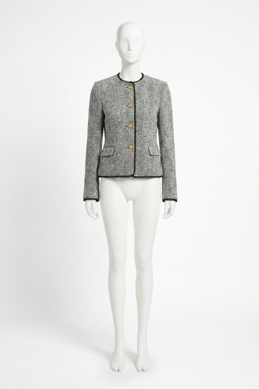 NEW SIMKHAI ivie herringbone blazer in black white